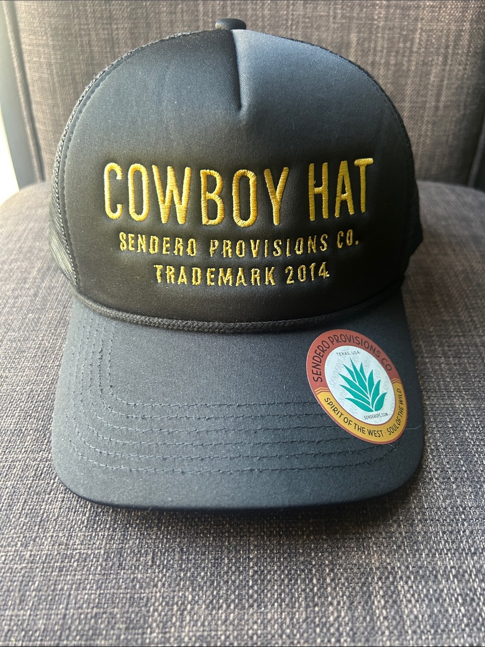Sendero Provisions Co. Black Trucker Hat with Gold Embroidery